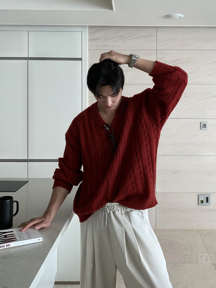 V neck knit sweater or2556 – 韓国メンズファッション通販 - ORUN -