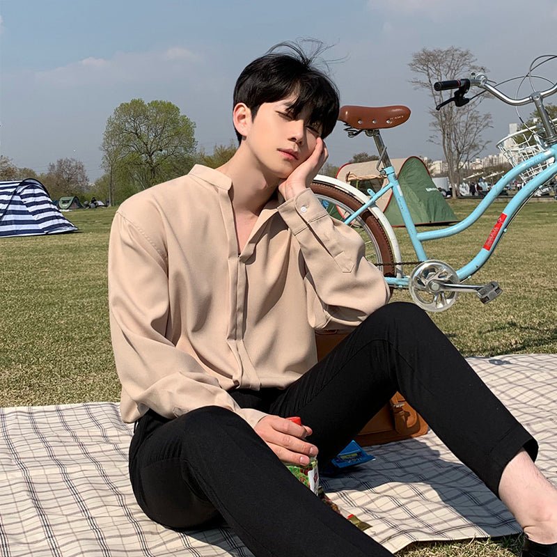 V -neck long -sleeved shirt or1579 - ORUN