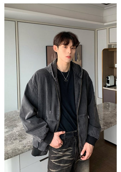 Vintage denim zip hoodie or2543 - ORUN